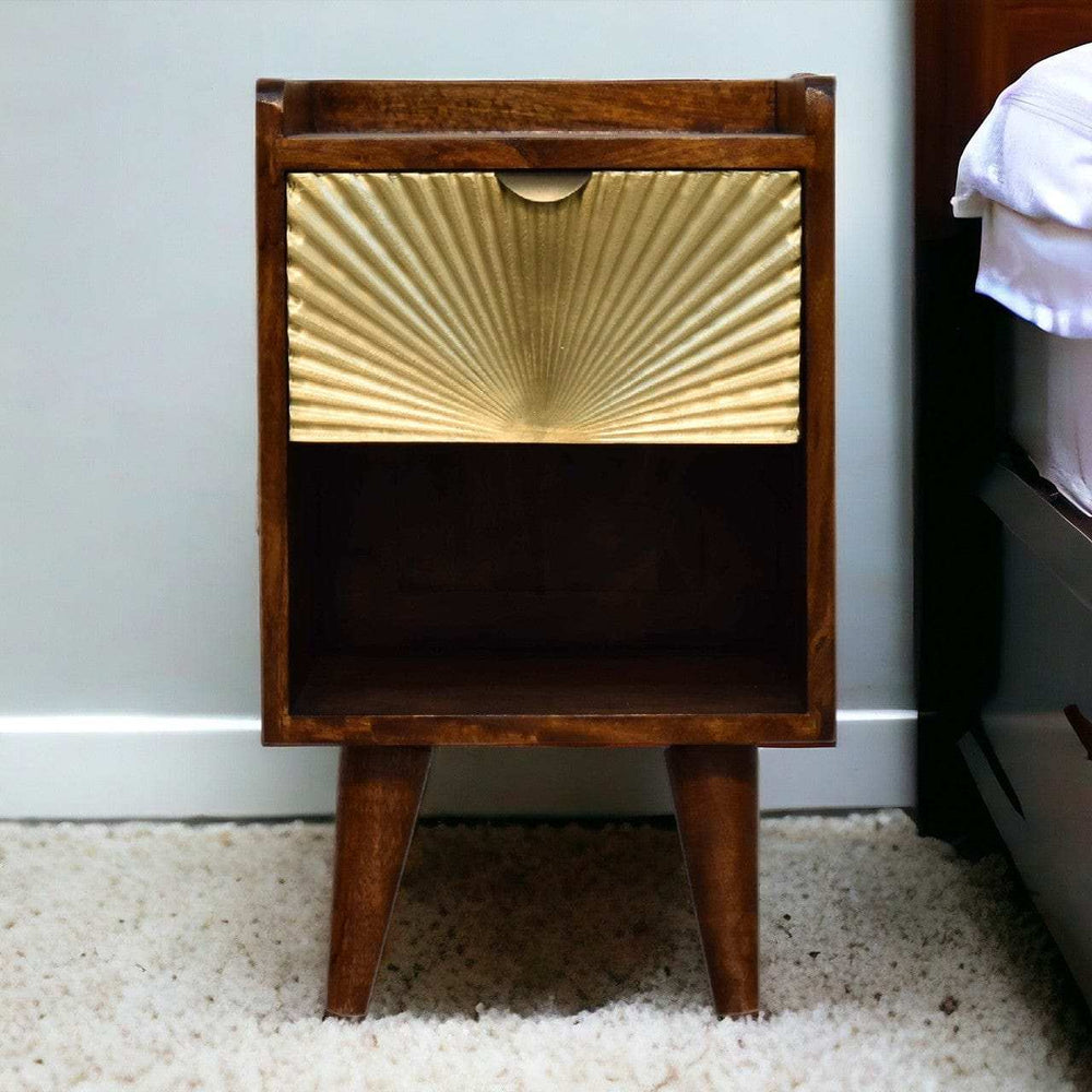 Mini Manila Gold 1 Drawer Bedside - Artisan Furniture - Flyclothing LLC