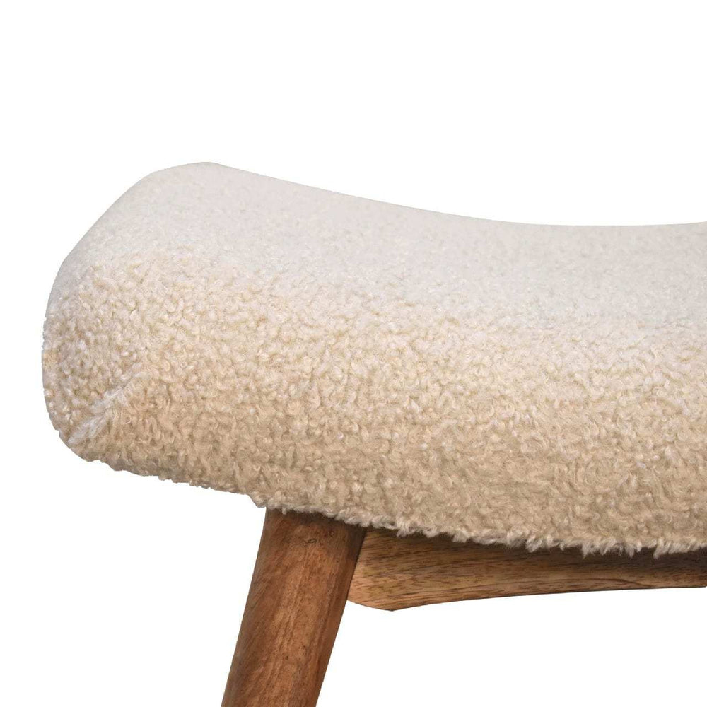 Boucle Cream Curved Bench - Artisan Furniture - Flyclothing LLC