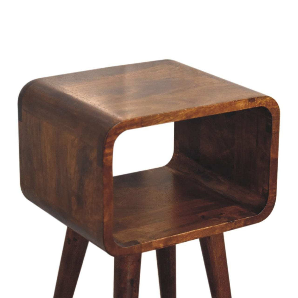 Mini Chestnut Curved Open Bedside - Artisan Furniture - Flyclothing LLC
