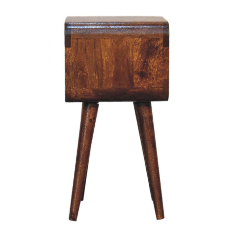 Mini Chestnut Curved Open Bedside - Artisan Furniture - Flyclothing LLC
