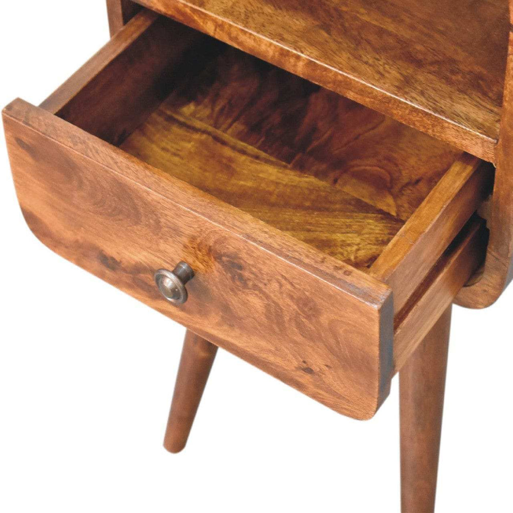 Mini Chestnut Curve Open Bedside - Artisan Furniture - Flyclothing LLC