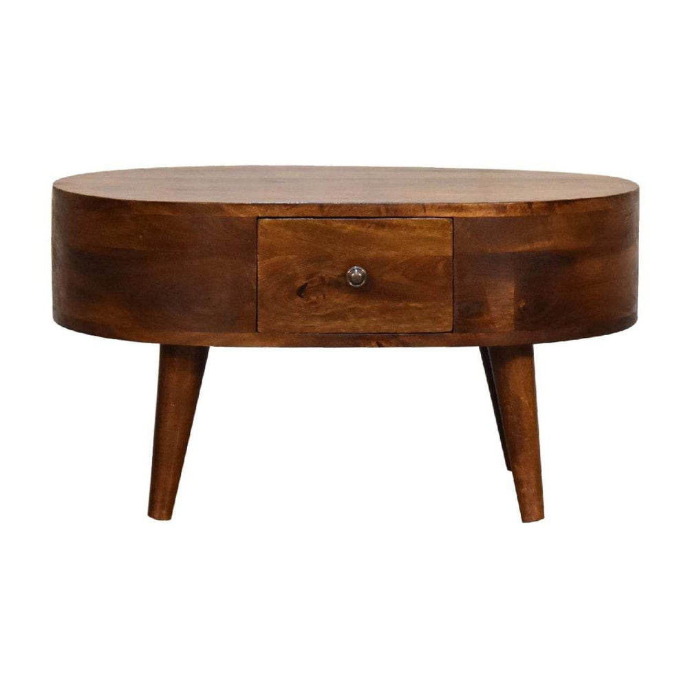 Mini Chestnut Rounded Coffee Table - Artisan Furniture - Flyclothing LLC