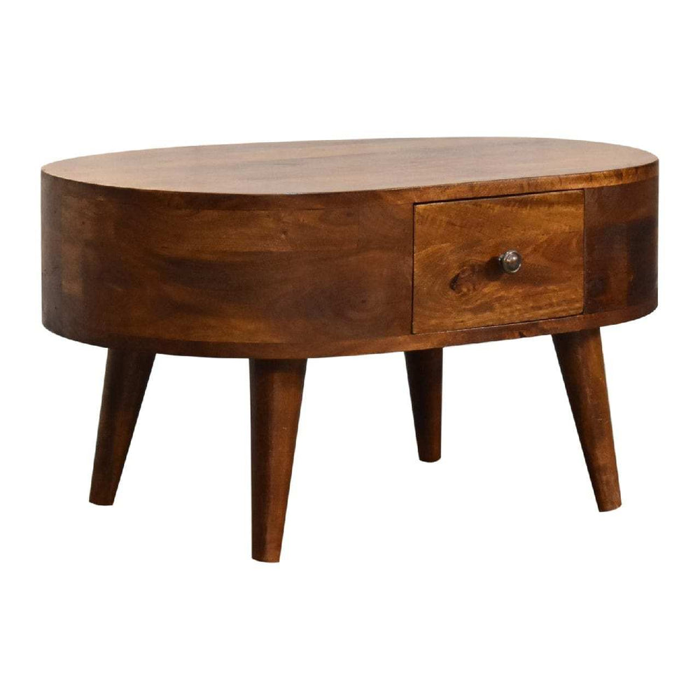 Mini Chestnut Rounded Coffee Table - Artisan Furniture - Flyclothing LLC