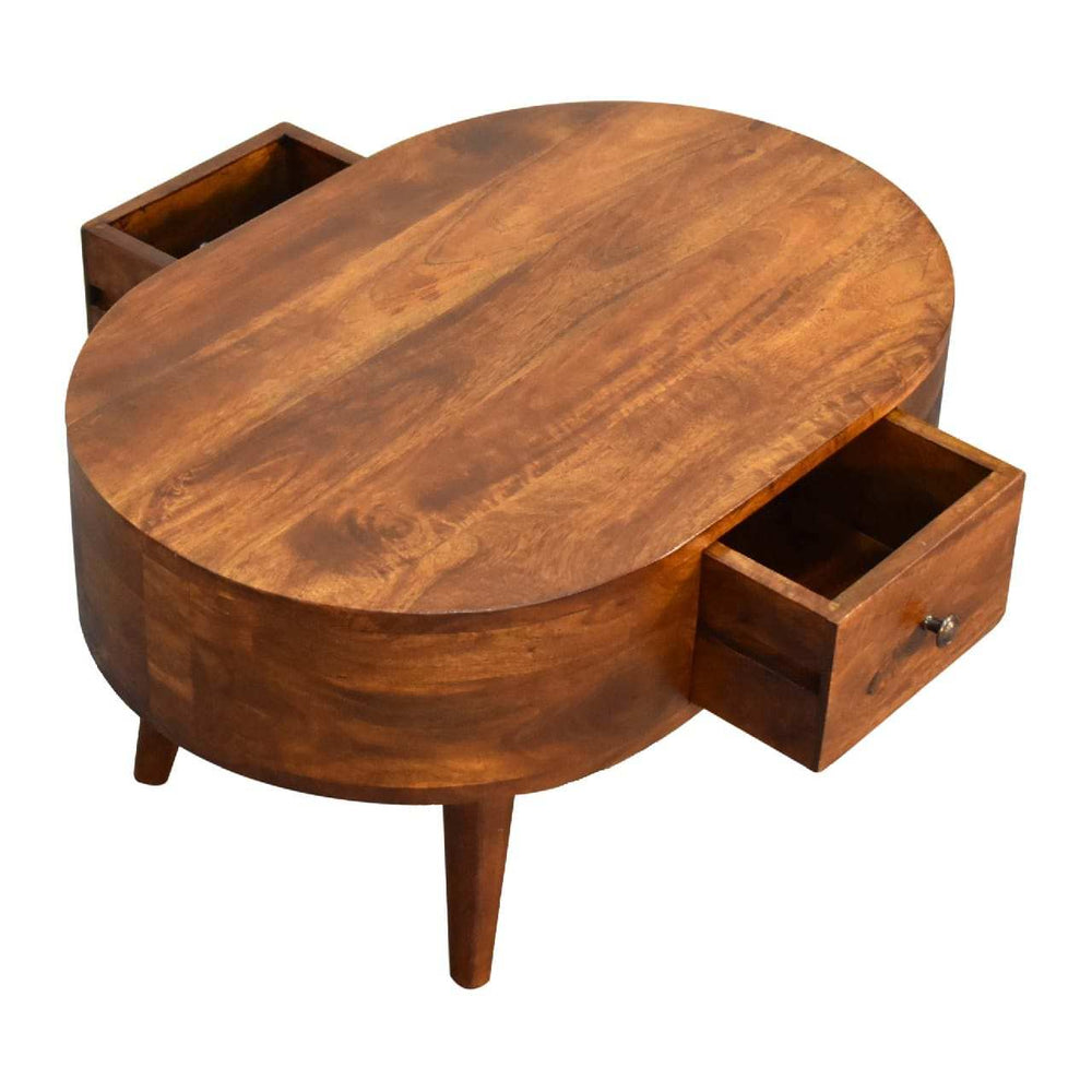 Mini Chestnut Rounded Coffee Table - Artisan Furniture - Flyclothing LLC