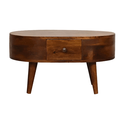 Mini Chestnut Rounded Coffee Table - Artisan Furniture - Flyclothing LLC