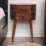 Mini Chestnut Rounded Bedside Table - Artisan Furniture - Flyclothing LLC