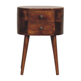 Mini Chestnut Rounded Bedside Table - Artisan Furniture - Flyclothing LLC