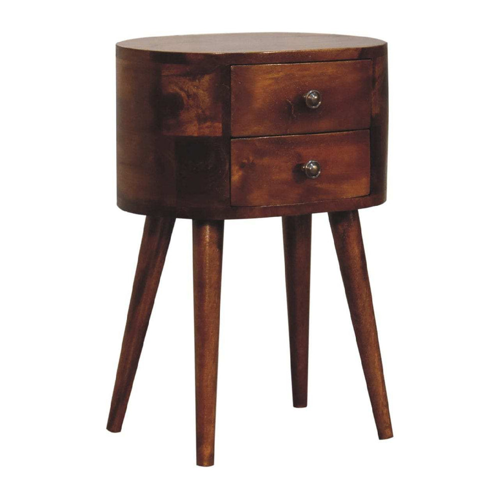 Mini Chestnut Rounded Bedside Table - Artisan Furniture - Flyclothing LLC