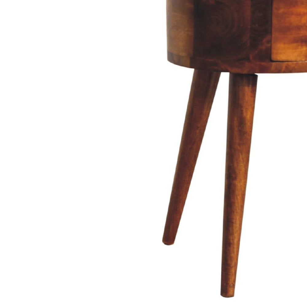 Mini Chestnut Rounded Bedside Table - Artisan Furniture - Flyclothing LLC