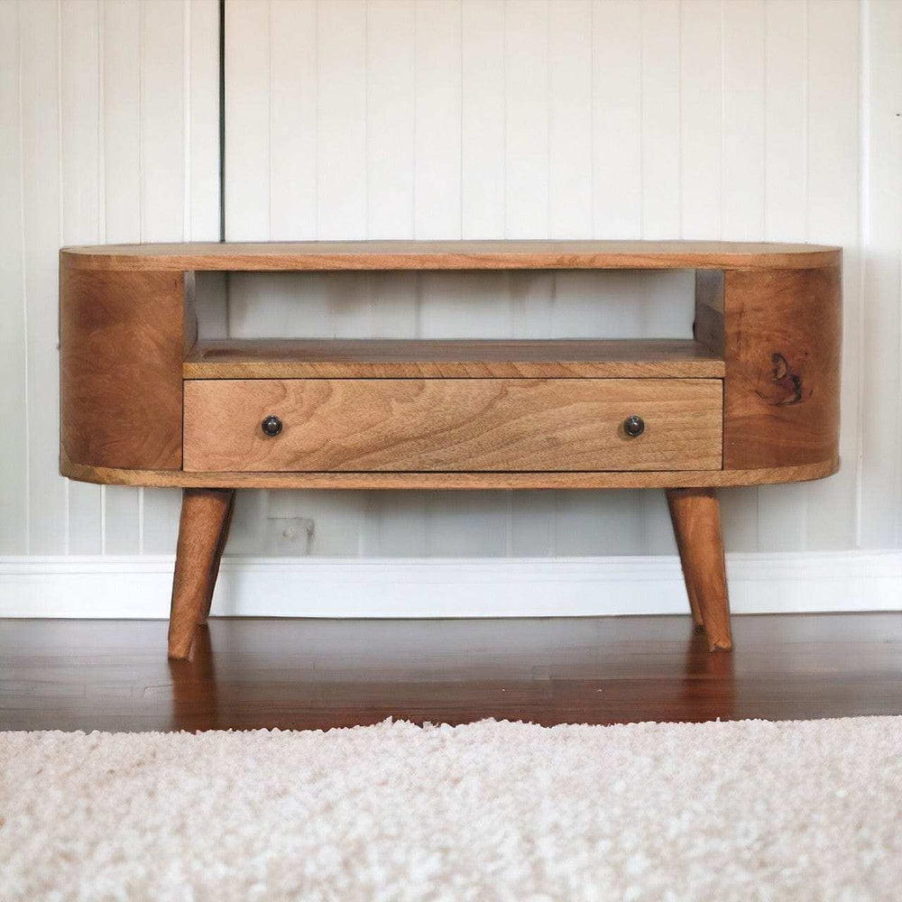 Mini Rounded Entertainment Unit - Artisan Furniture - Flyclothing LLC