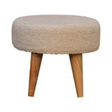 Cream Boucle Petite Footstool - Artisan Furniture - Flyclothing LLC