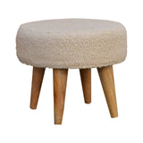 Cream Boucle Petite Footstool - Artisan Furniture - Flyclothing LLC
