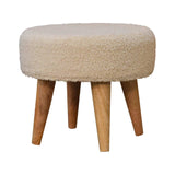 Cream Boucle Petite Footstool - Artisan Furniture - Flyclothing LLC