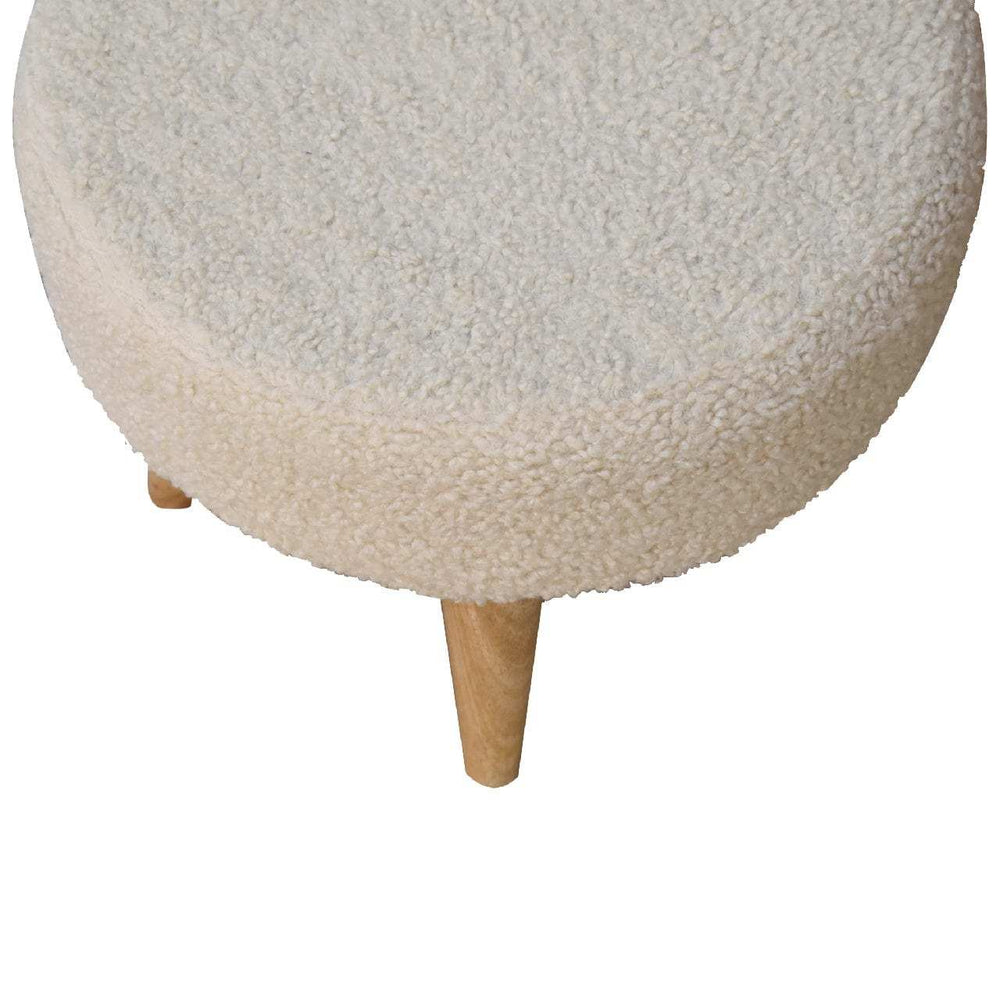 Cream Boucle Petite Footstool - Artisan Furniture - Flyclothing LLC