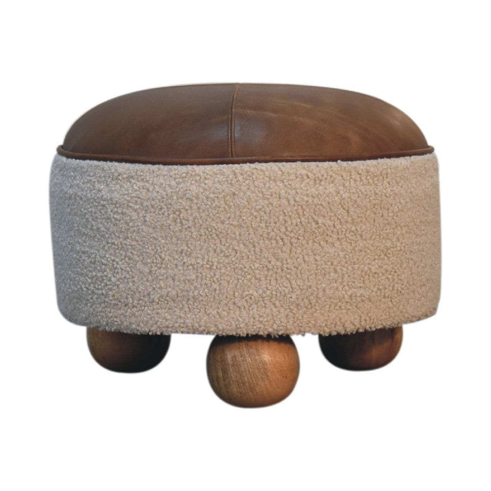 Cream Boucle Buffalo Footstool - Artisan Furniture - Flyclothing LLC
