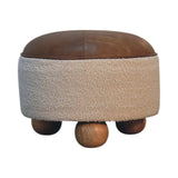Cream Boucle Buffalo Footstool - Artisan Furniture - Flyclothing LLC