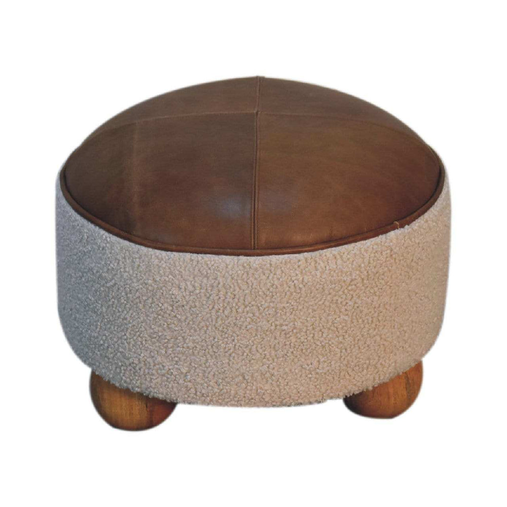 Cream Boucle Buffalo Footstool - Artisan Furniture - Flyclothing LLC