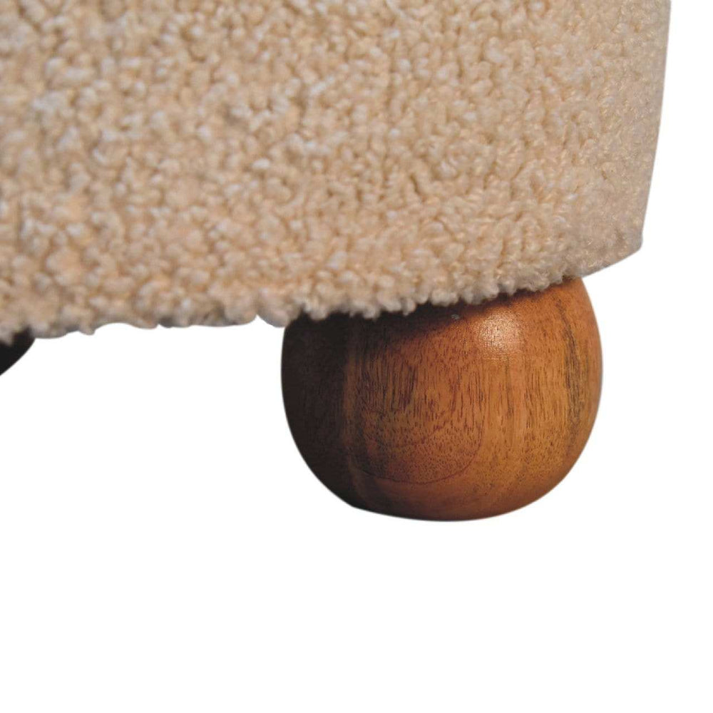 Cream Boucle Buffalo Footstool - Artisan Furniture - Flyclothing LLC