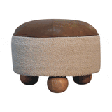 Cream Boucle Buffalo Footstool - Artisan Furniture - Flyclothing LLC