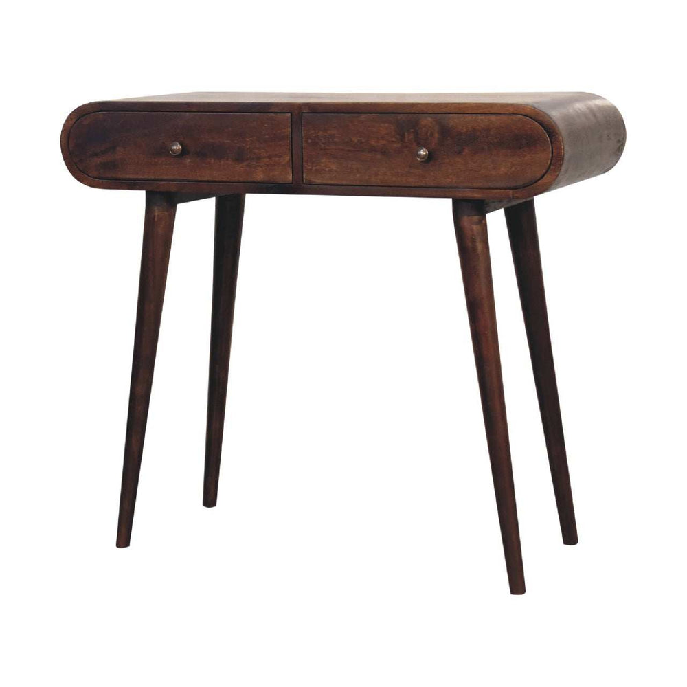 Light Walnut Curved Edge Console Table - Artisan Furniture - Flyclothing LLC