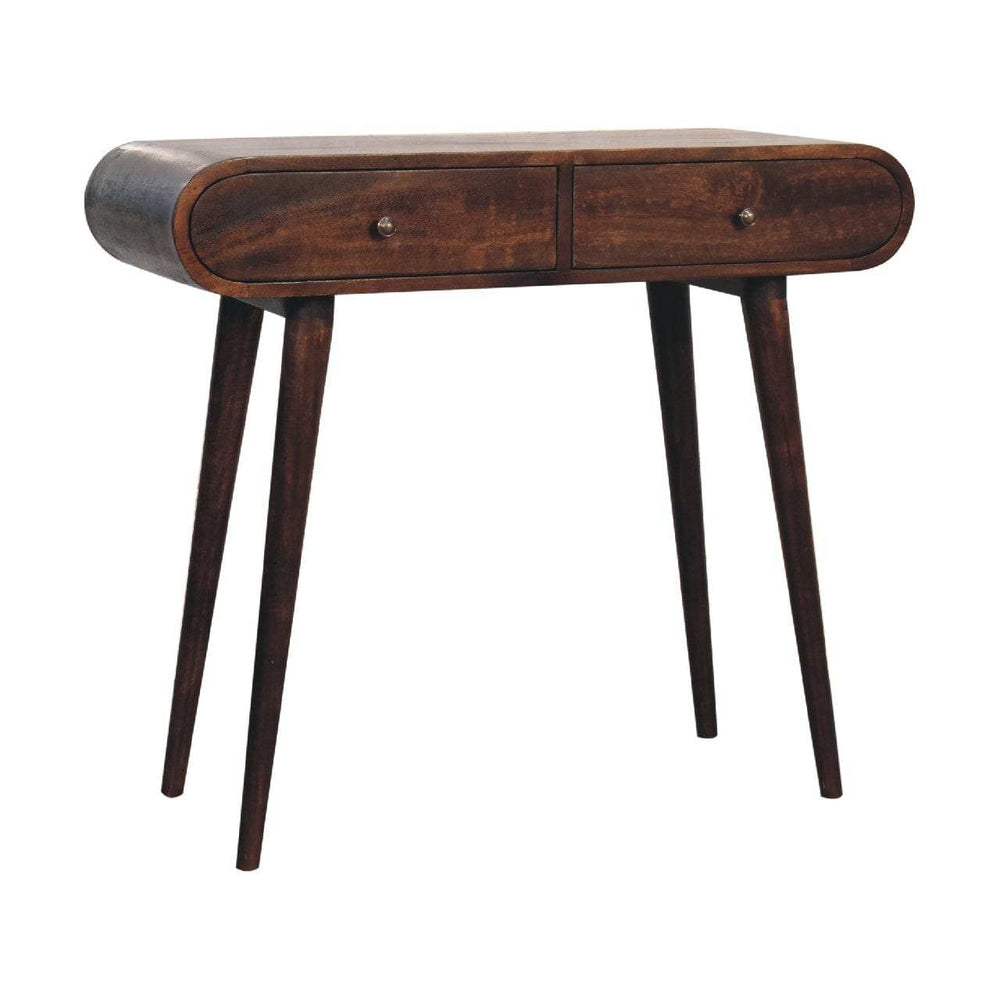 Light Walnut Curved Edge Console Table - Artisan Furniture - Flyclothing LLC