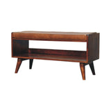 Chestnut Bench with Brown Leather Seatpad - Artisan Furniture - Flyclothing LLC
