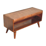 Chestnut Bench with Brown Leather Seatpad - Artisan Furniture - Flyclothing LLC
