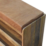 Buffalo Hide Pull out Oak-ish Shoe Storage Bench - Artisan Furniture - Flyclothing LLC