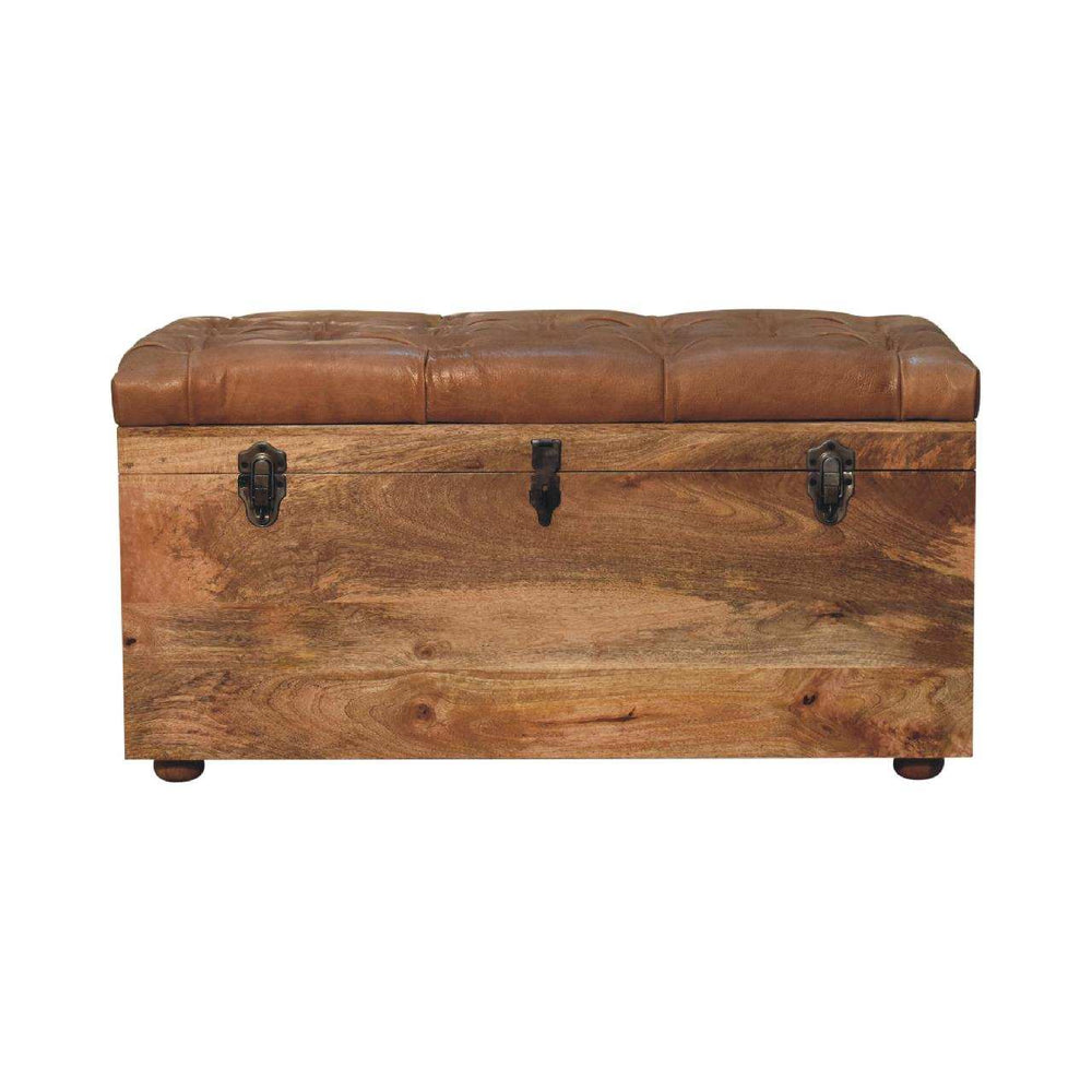 Buffalo Hide Oak-ish Storage Trunk - Artisan Furniture - Flyclothing LLC