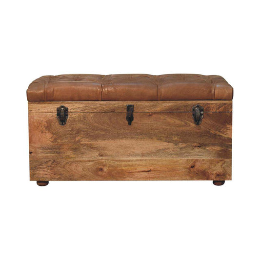 Buffalo Hide Oak-ish Storage Trunk - Artisan Furniture - Flyclothing LLC