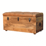 Buffalo Hide Oak-ish Storage Trunk - Artisan Furniture - Flyclothing LLC