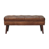 Harbour Brown Leather Bench - Artisan Furniture - Flyclothing LLC