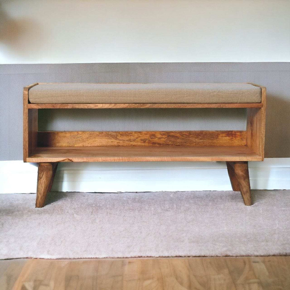 Oak-ish Nordic Storage Bench With Mud Linen - Artisan Furniture - Flyclothing LLC