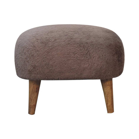 Mocha Faux Fur Square Stool - Artisan Furniture - Flyclothing LLC
