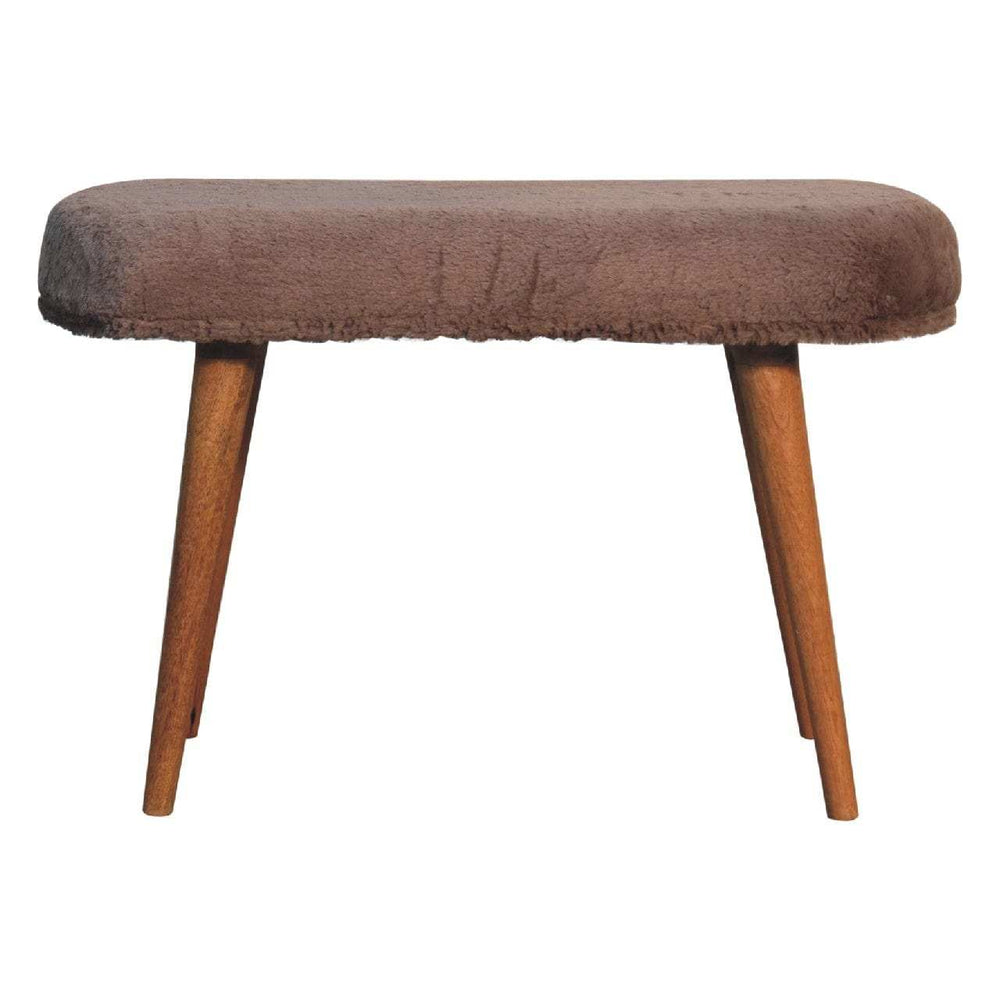 Mocha Faux Fur Fabric Bench - Artisan Furniture - Flyclothing LLC