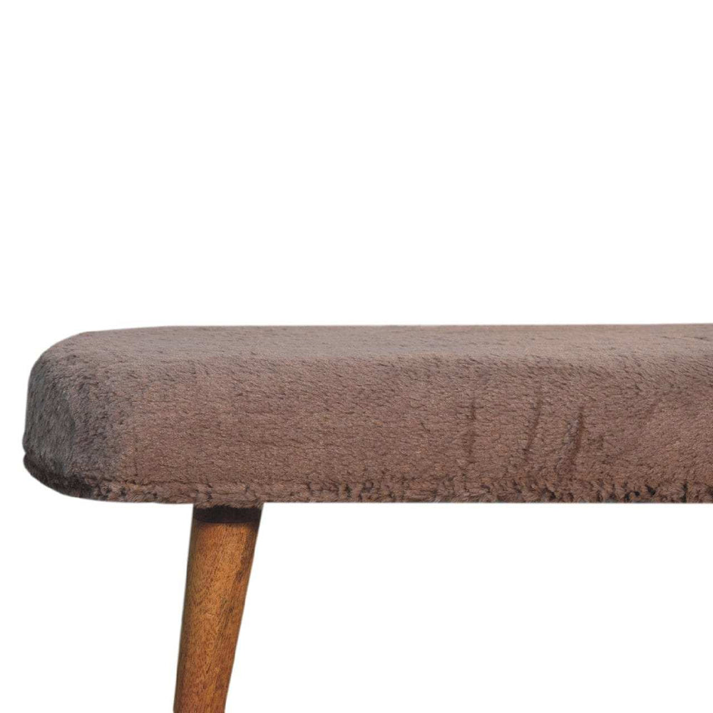 Mocha Faux Fur Fabric Bench - Artisan Furniture - Flyclothing LLC