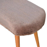 Mocha Faux Fur Fabric Bench - Artisan Furniture - Flyclothing LLC