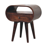 Light Walnut Circular Bedside with Open Slot - Artisan Furniture - Flyclothing LLC