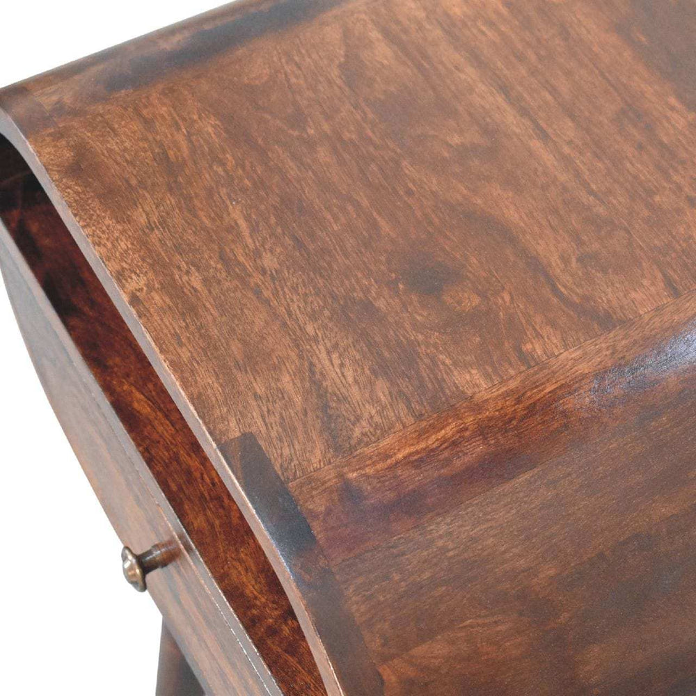 Light Walnut Circular Bedside with Open Slot - Artisan Furniture - Flyclothing LLC