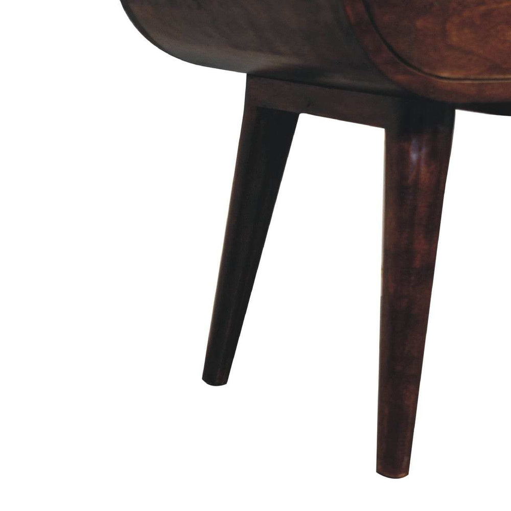 Light Walnut Circular Bedside with Open Slot - Artisan Furniture - Flyclothing LLC