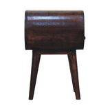 Light Walnut Circular Bedside with Open Slot - Artisan Furniture - Flyclothing LLC