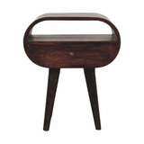 Light Walnut Circular Bedside with Open Slot - Artisan Furniture - Flyclothing LLC