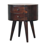 Light Walnut Rounded Bedside Table - Artisan Furniture - Flyclothing LLC