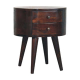 Light Walnut Rounded Bedside Table - Artisan Furniture - Flyclothing LLC