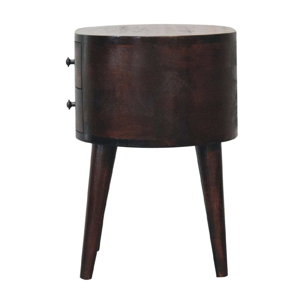 Light Walnut Rounded Bedside Table - Artisan Furniture - Flyclothing LLC