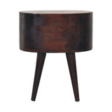 Light Walnut Rounded Bedside Table - Artisan Furniture - Flyclothing LLC