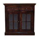 Light Walnut Cabinet with Glazed Doors - Artisan Furniture - Flyclothing LLC