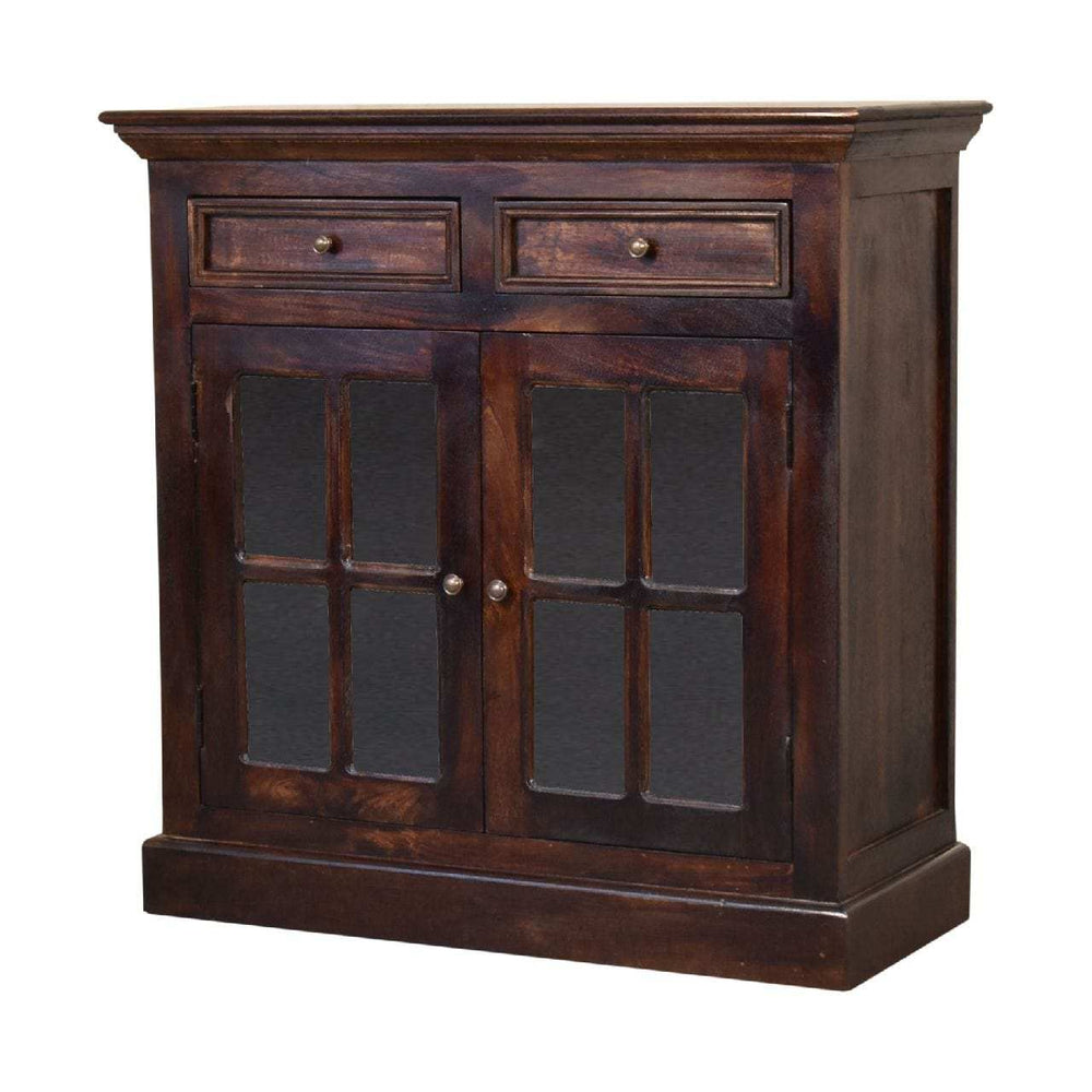 Light Walnut Cabinet with Glazed Doors - Artisan Furniture - Flyclothing LLC