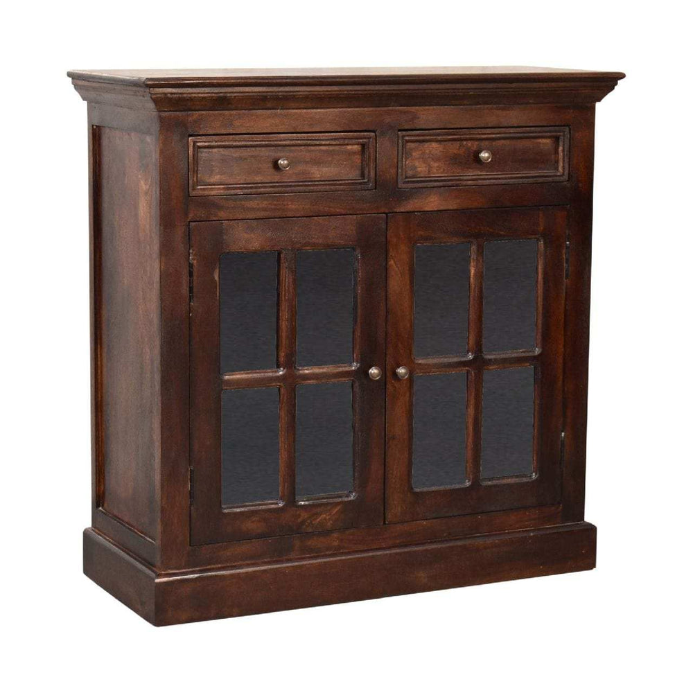 Light Walnut Cabinet with Glazed Doors - Artisan Furniture - Flyclothing LLC