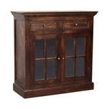 Light Walnut Cabinet with Glazed Doors - Artisan Furniture - Flyclothing LLC